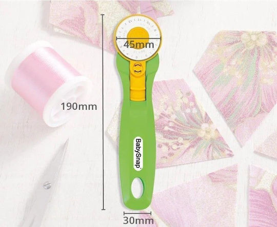 Ergonomic Rotary Cutter A 45 Mm Diameter Blade Babysnap Green Apple Silicone Handle