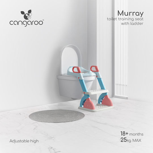 Cangaroo Toddler Toilet Seat Murray With Footrest Handles And Blue Cushion