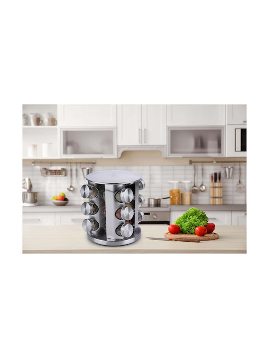 Alpina Appliances Inox Tabletop Rotating Spice Rack Silver 12pcs