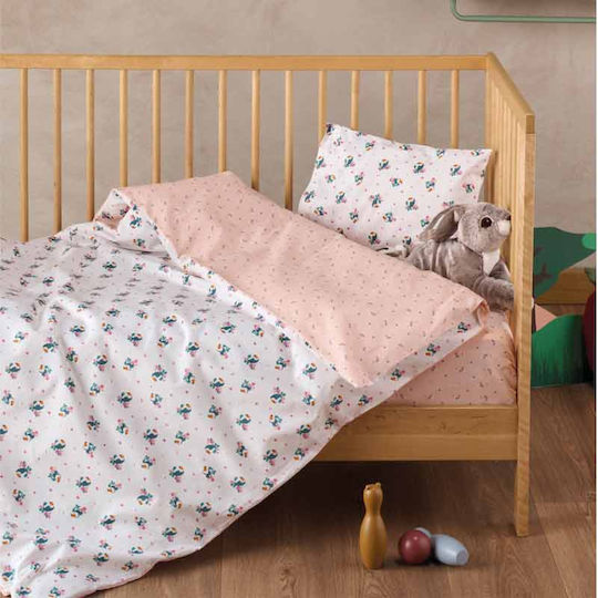 Kentia Taiko Set Baby Bettlaken Für Wiege Baumwolle Weiß Rosa Weiß 60x120cm 2Stück