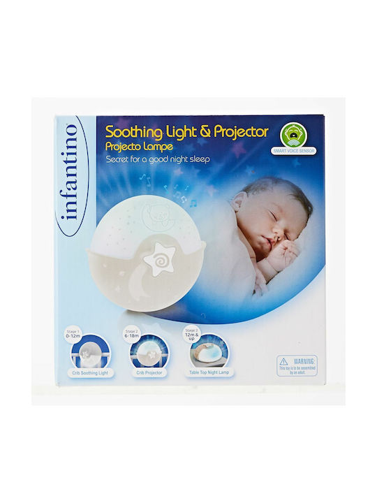 Infantino LED Детска Лампа Проектор с Проекция на Звезди Бежов 16x15.2x8.2εκ.