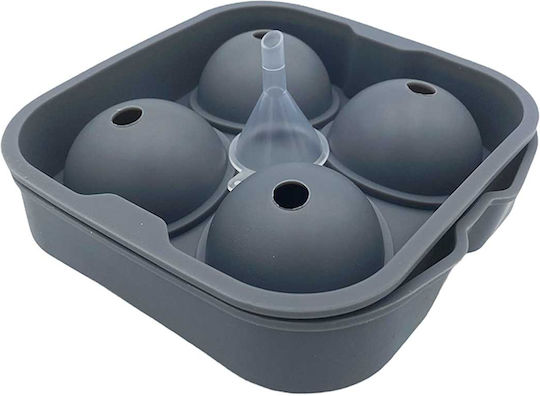 Round Silicone Ice Cube Tray 4 Slots Yellow