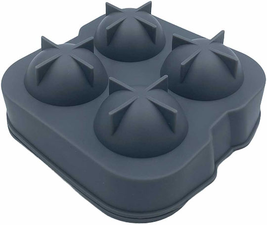 Round Silicone Ice Cube Tray 4 Slots Yellow