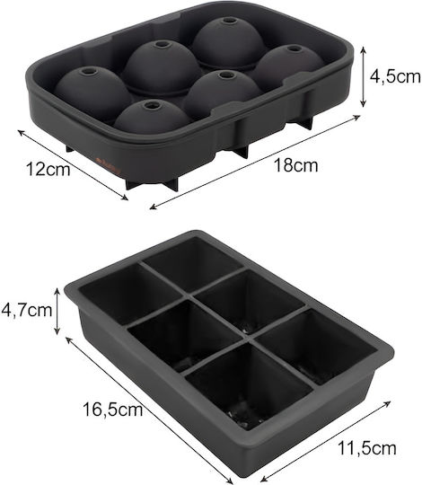 Formă De Gheață Rotundă Din Silicon Cu Capac Capacitate 6 Locuri Neagră idl-00021270