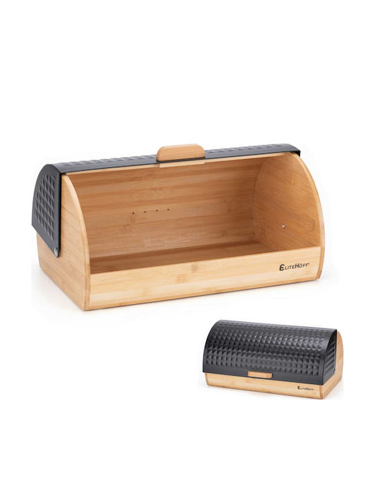 Elitehoff Bread Box with Lid made of Bamboo Black 39x28cm