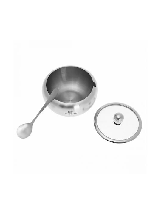 KING Hoff Vase for Sugar with Lid made of Stainless Steel Gray 460ml