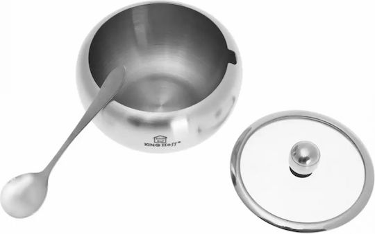 KING Hoff Sugar Jar with Lid Made of Stainless Steel Grey 460ml