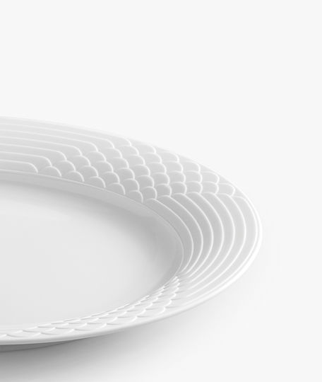 Ionia Platou Oval Plus Mat 33cm Platou de Servire Oval din Porțelan Albă 1buc