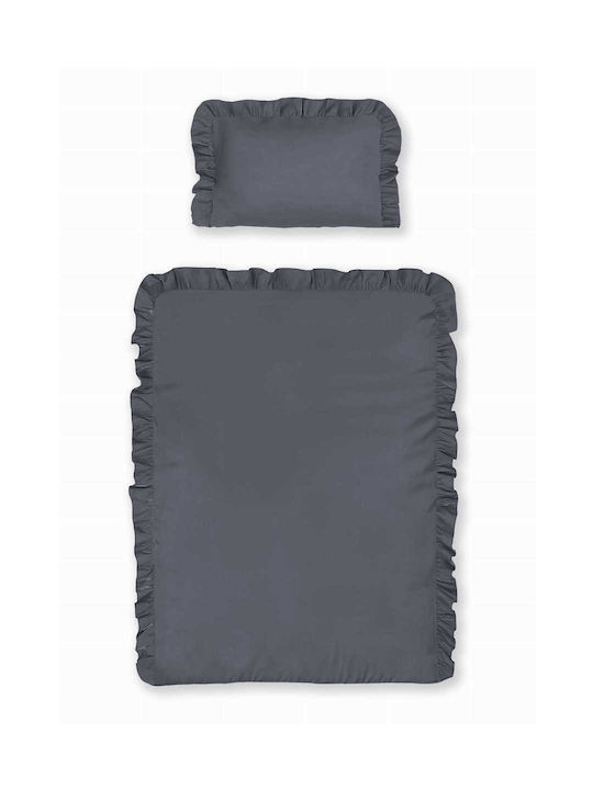Detexpol Baby Bettbezug Set mit Kissenbezug Dark Gray Graphite 100x135cm.