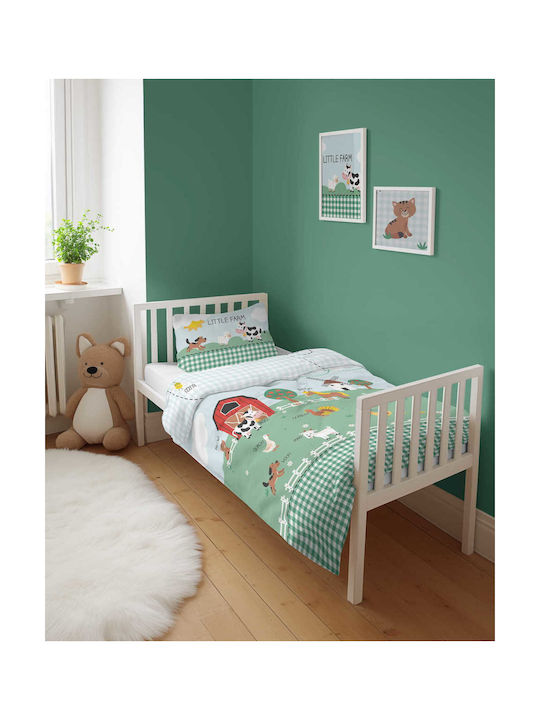 Detexpol Set Copertă de Pătuț cu Față de Pernă Verde 100x135cm.