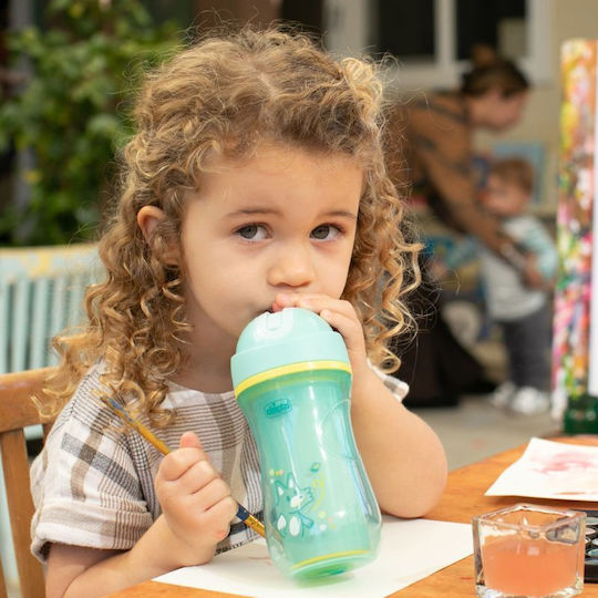 Chicco Παιδικό Ποτηράκι Sport από Μέταλλο Τιρκουάζ 266ml για 14m+