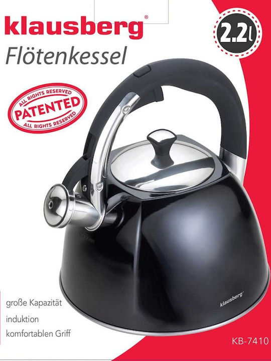 Klausberg Τσαγιέρα Ανοξείδωτη Μαύρη 2200ml
