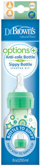 Dr. Brown's Plastic Baby Bottle Options Anti-Colic with Silicone Nipple for 6+ months Green 250ml