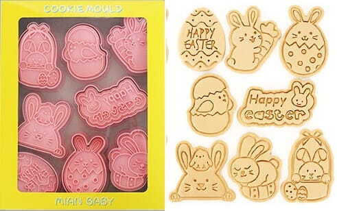 Set 8 Cookie Cutter Pentru Paști Ștampilă Ou Iepuraș Pui Model