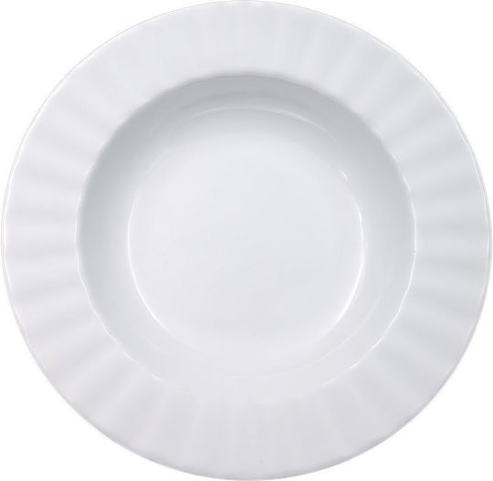 Sidirela Teller Suppe aus Porzellan Weiß mit Durchmesser 23cm