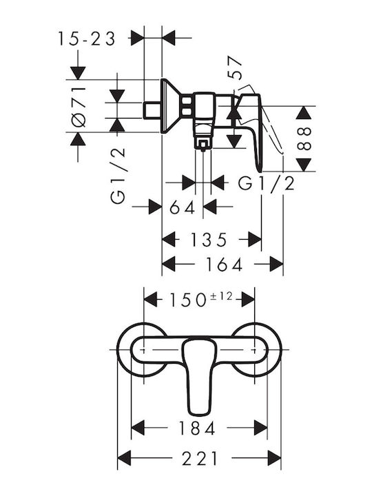 Hansgrohe Mischung Bade- / Duscharmatur Badewanne