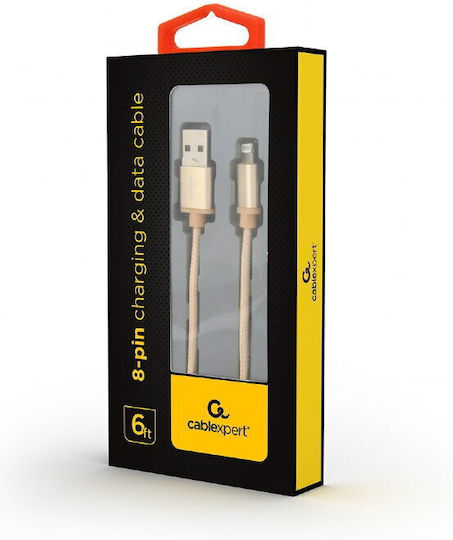 Cablexpert Geflochten USB-A zu Lightning Kabel Gold 1.8m (CCB-MUSB2B-AMLM-6-G)