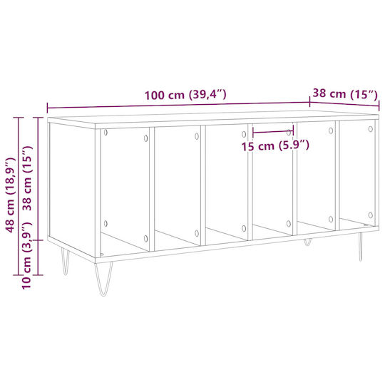 vidaXL Wood Hi-Fi Furniture Brown 38x100x48cm
