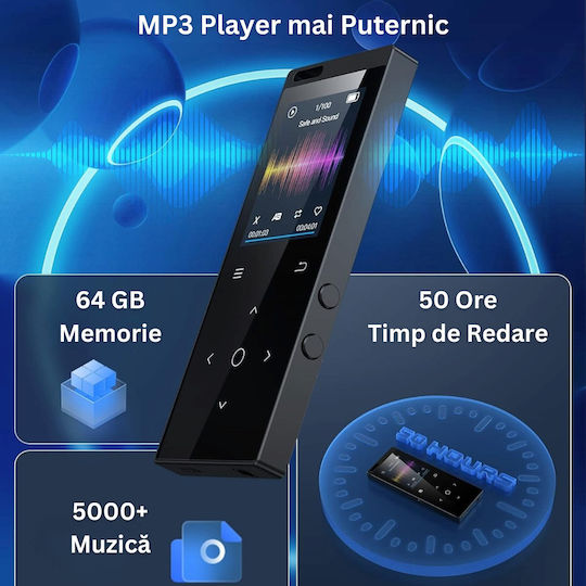 MP3 плейър (64GB) с Сензорен Екран 1.8" Черен ED416