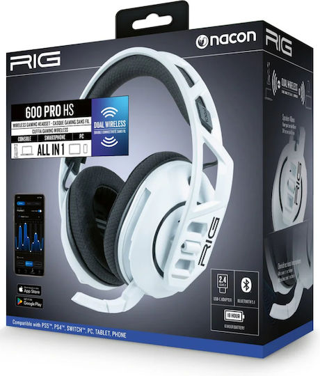 Nacon RIG 600 PRO HS Căști Gaming Wireless Over Ear Cu Conectivitate Bluetooth Alb Pentru PS4 / PS5