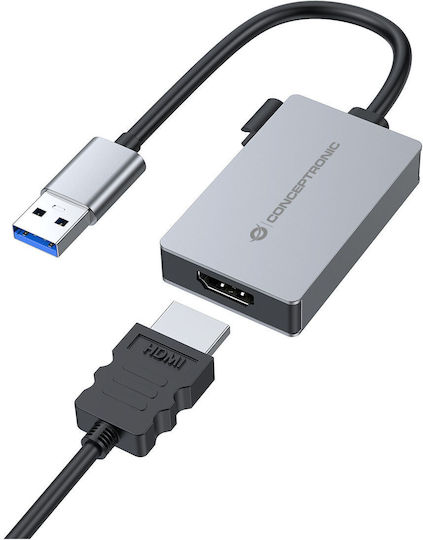 Conceptronic Μετατροπέας USB-A male σε HDMI female Γκρι 1τμχ ABBY22G