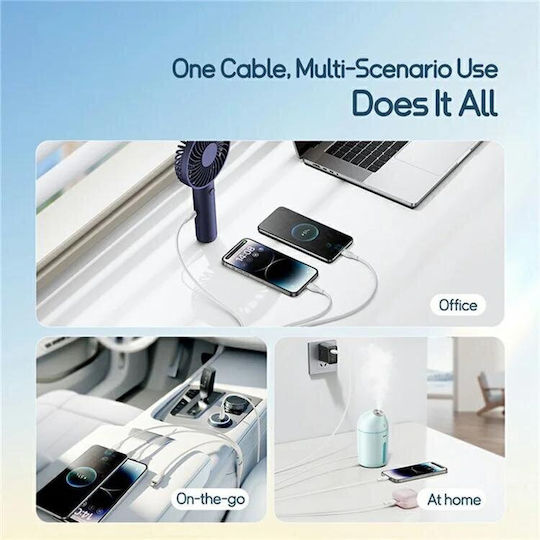 Baseus Retractable USB to Lightning / Type-C / micro USB 1.3m 3.5A Cable White (P10376303211-00)