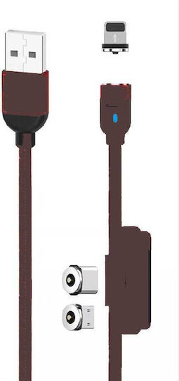 XO Nb128 3in1 Магнитен USB към Lightning / Type-C / micro USB Кабел 2.4Спецификация Черен 1м