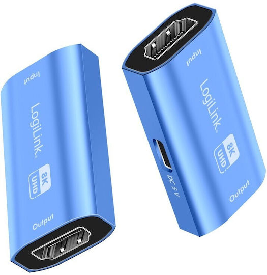 Logilink HDMI Repeater 8K/60Hz HDCP2.3 Aluminium Blau