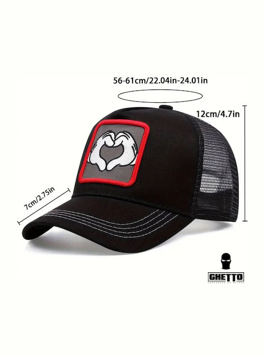 Ghetto Black Cap Cartoon Hand Heart Shape