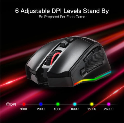 Redragon Rind Pro M813 Безжична RGB Геймърска Мишка 26000 DPI Черен