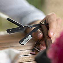 Bloony Rasierer Klingen Holzgriff Männer Set 10 Klingen Derby Premium Waschbeutel Pflege-Set Bart Anfänger Fortgeschrittene Nutzer