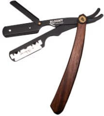 Bloony Rasierer Klingen Holzgriff Männer Set 10 Klingen Derby Premium Waschbeutel Pflege-Set Bart Anfänger Fortgeschrittene Nutzer