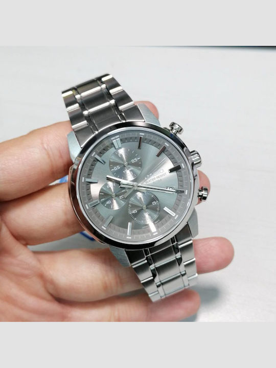 Casio Мъжки Часовник 42мм Хронограф На Батерия със Сребърна Метална Гривна