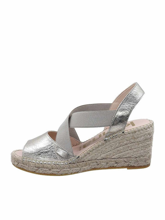 Women's Leather Platform Espadrilles Platinum