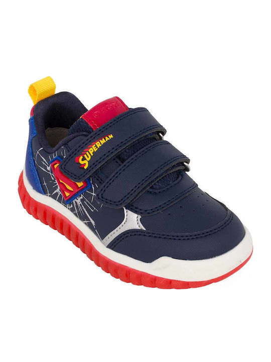 B Lightyloo Παιδικά Sneakers Ανατομικά με Σκρατς & Φωτάκια Navy Μπλε