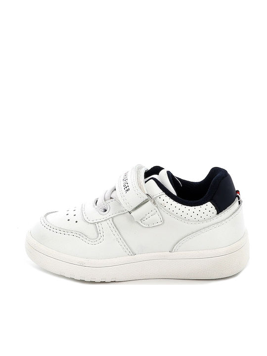 Cut Lace-up Kids Sneakers with Scratch White