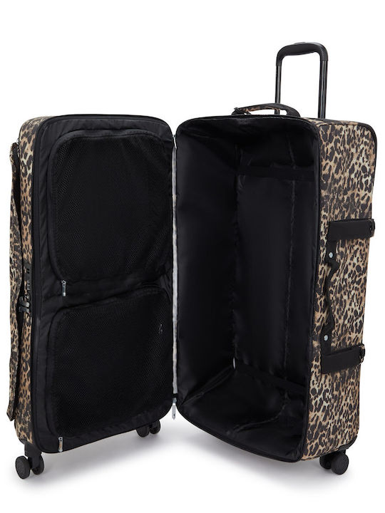 Kipling Spontaneous L Голям Куфар За Пътуване Wild Leopard С 4 Колела Височина 78см