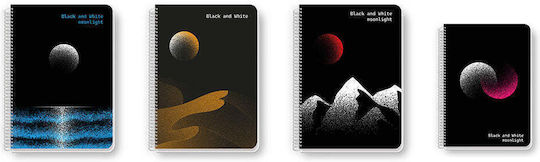 Black & White Spiral Notebook Ruled 3 Subjects 1pcs (Μiscellaneous Designs)