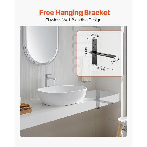 Vevor 2 Pcs Shelf Brackets 12 Inch 304.8 Mm Heavy Duty Floating Shelf Brackets