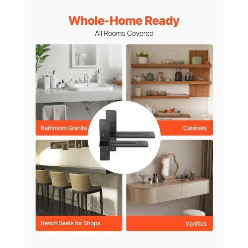 Vevor 2 Pcs Shelf Brackets 12 Inch 304.8 Mm Heavy Duty Floating Shelf Brackets