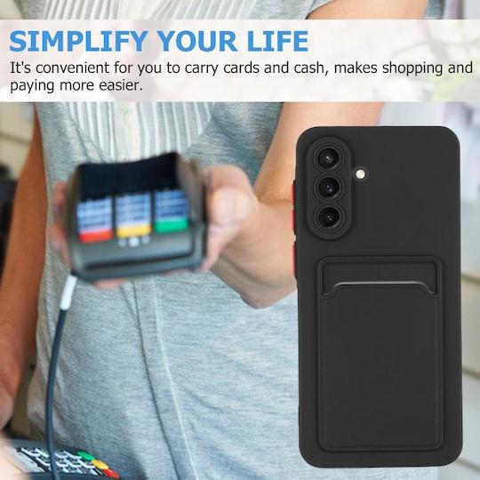 5g Skin Feel Card Back Cover Σιλικόνης / Δερμάτινο Μαύρο (Galaxy A56)