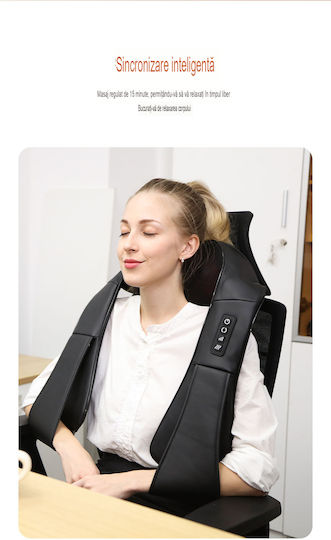 Instrument de masaj Shiatsu pentru gât, talie, spate, picioare & corp cu infraroșii Negru