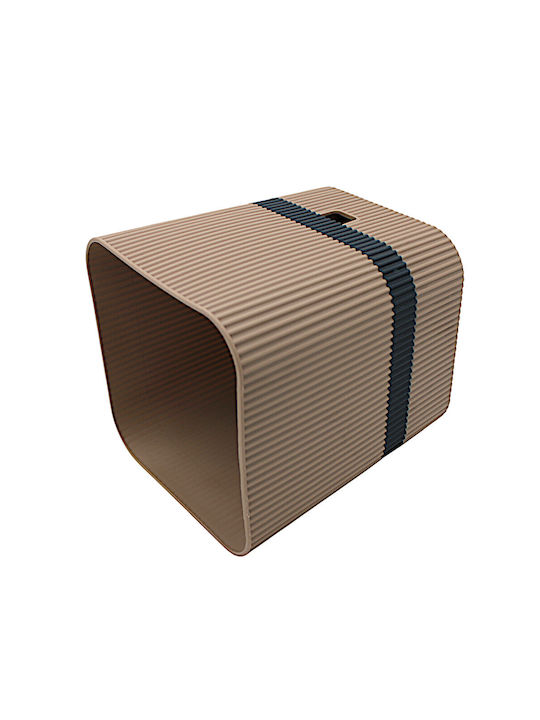 Topf Kunststoff Two-tone Beige mit Untersetzer 16x18x15cm.