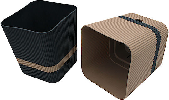 Topf Kunststoff Two-tone Black mit Untersetzer 16x18x15cm.