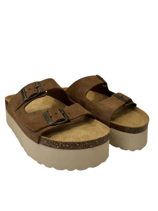 Women's Flat Sandals Anatomic Flatforms in Brown Color