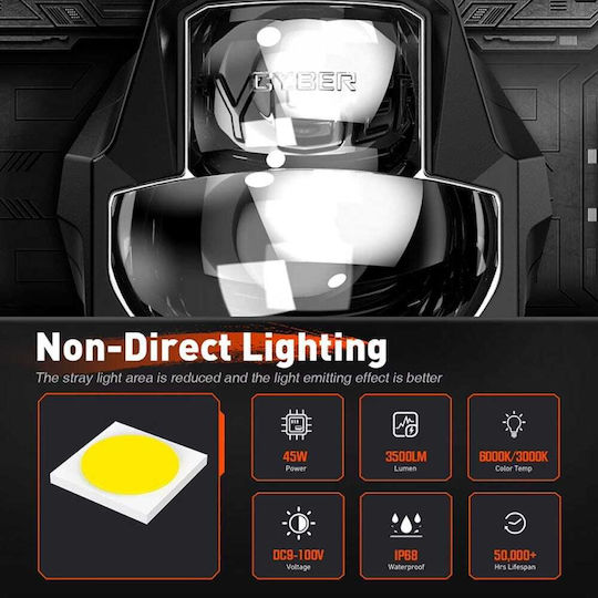 LED Motorcycle Projector 45w Dual Beam Novsight A500-wl13-3-a