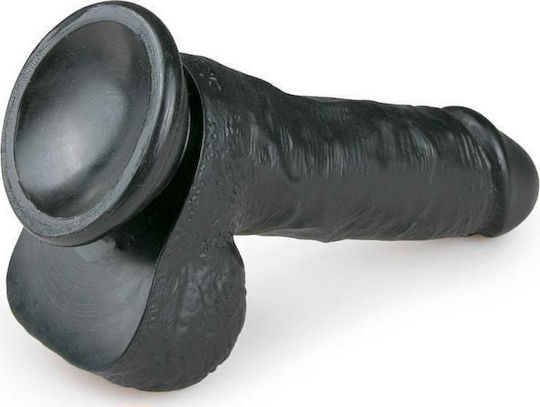 APH Ρεαλιστικό Dildo με Όρχεις και Βεντούζα Μαύρο 15cm