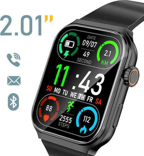 Akashi ALTSWATCALLBK 42mm Smartwatch με Παλμογράφο (Μαύρο)