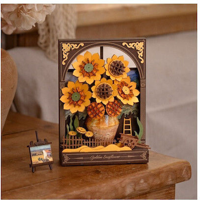Rowood Παιχνίδι Κατασκευών Ξύλινo Robotime Golden Sunflower LED για Παιδιά 14+ Ετών