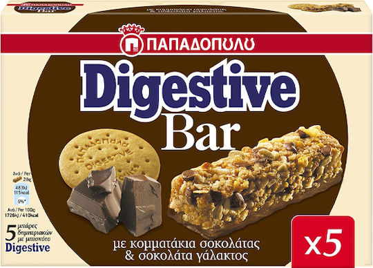 Παπαδοπούλου Μπάρα Δημητριακών με Σοκολάτα (5x28gr)